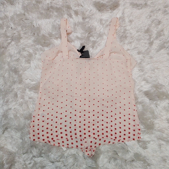 Trouvé pink peony bud dots tank sz xs - Picture 2 of 5